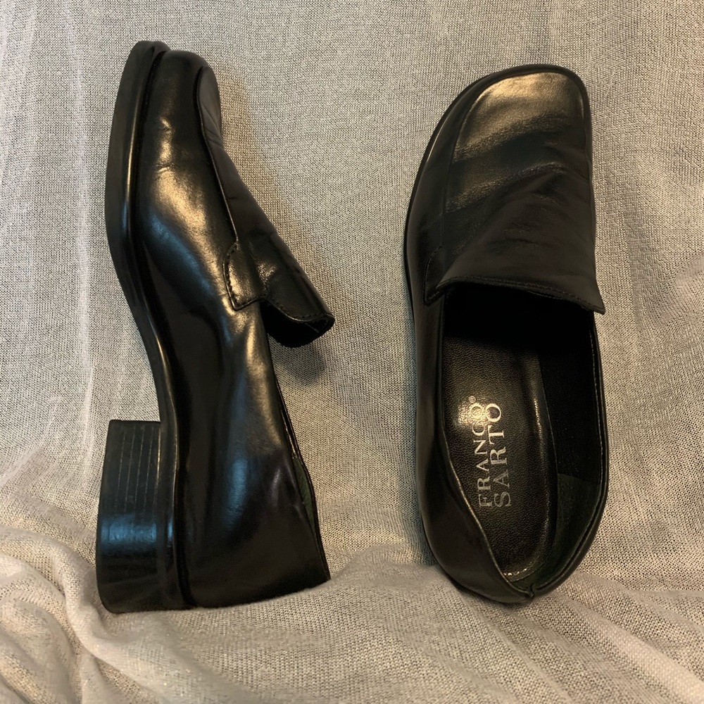 Franco Sarto Black Leather Loafers Sz6.5 Wm